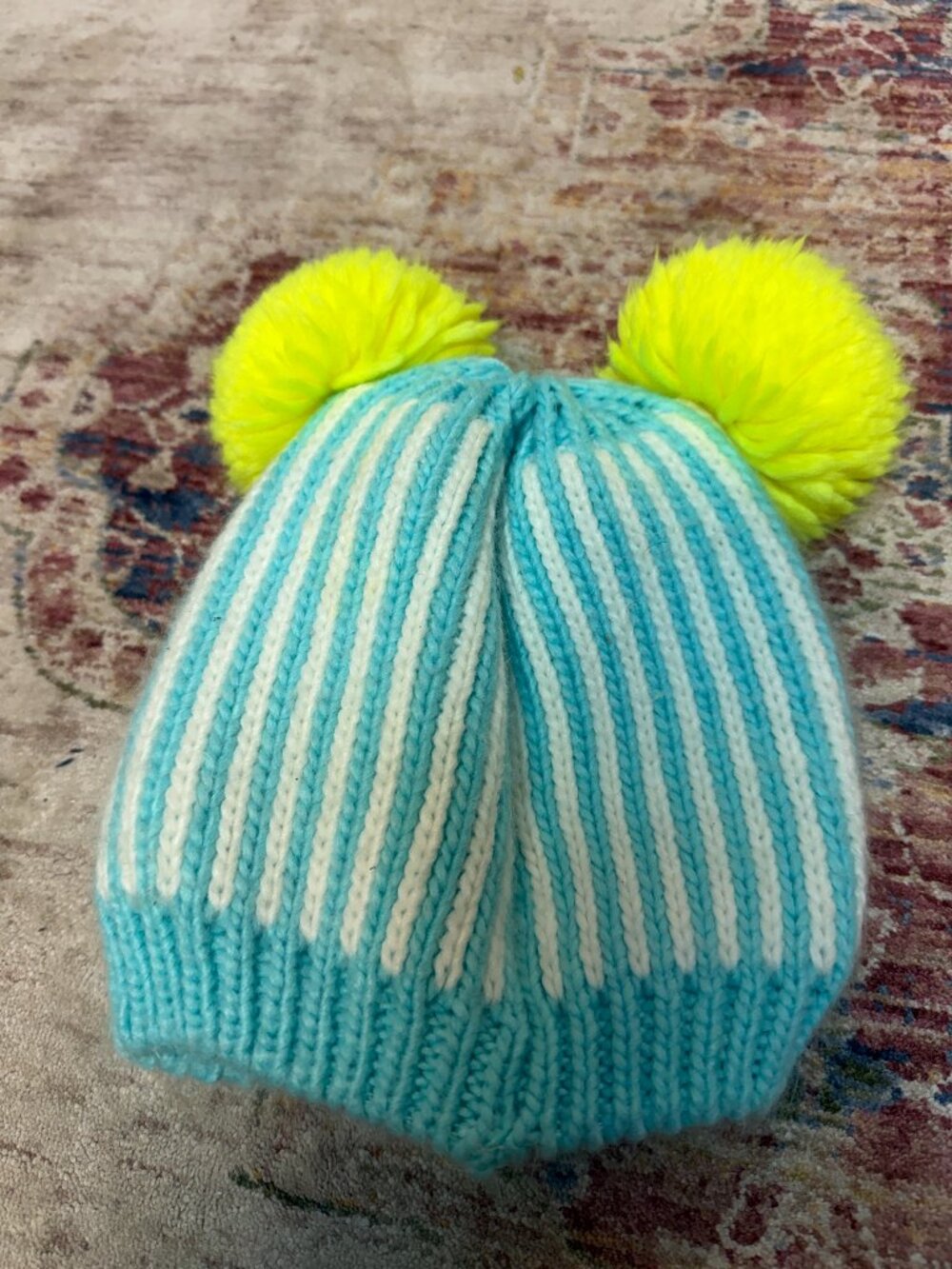 Toby Blue and Lime Kids Beanie Hat Size 4-14 In Great Shape!!